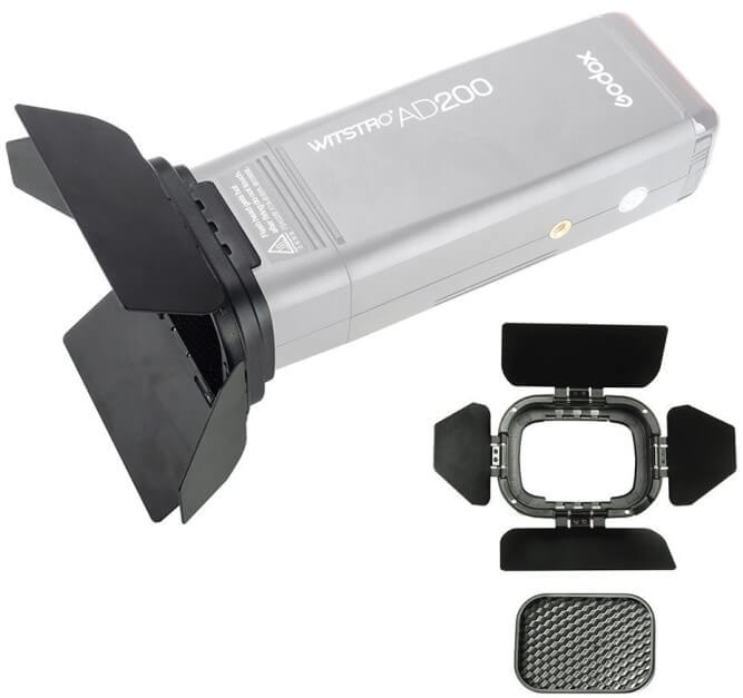 Godox BD-07: шторки, стільники, кольорові гелі для спалаху AD200