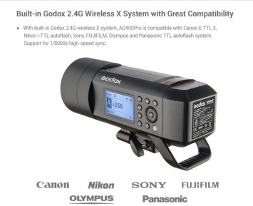 Акумуляторний спалах Godox AD400Pro