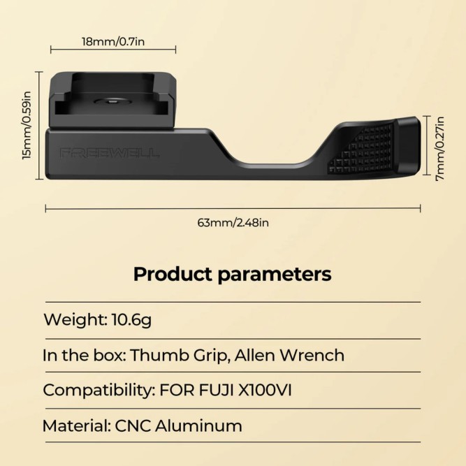 Додатковий хват під великий палець Freewell для Fujifilm X100VI (Black)
