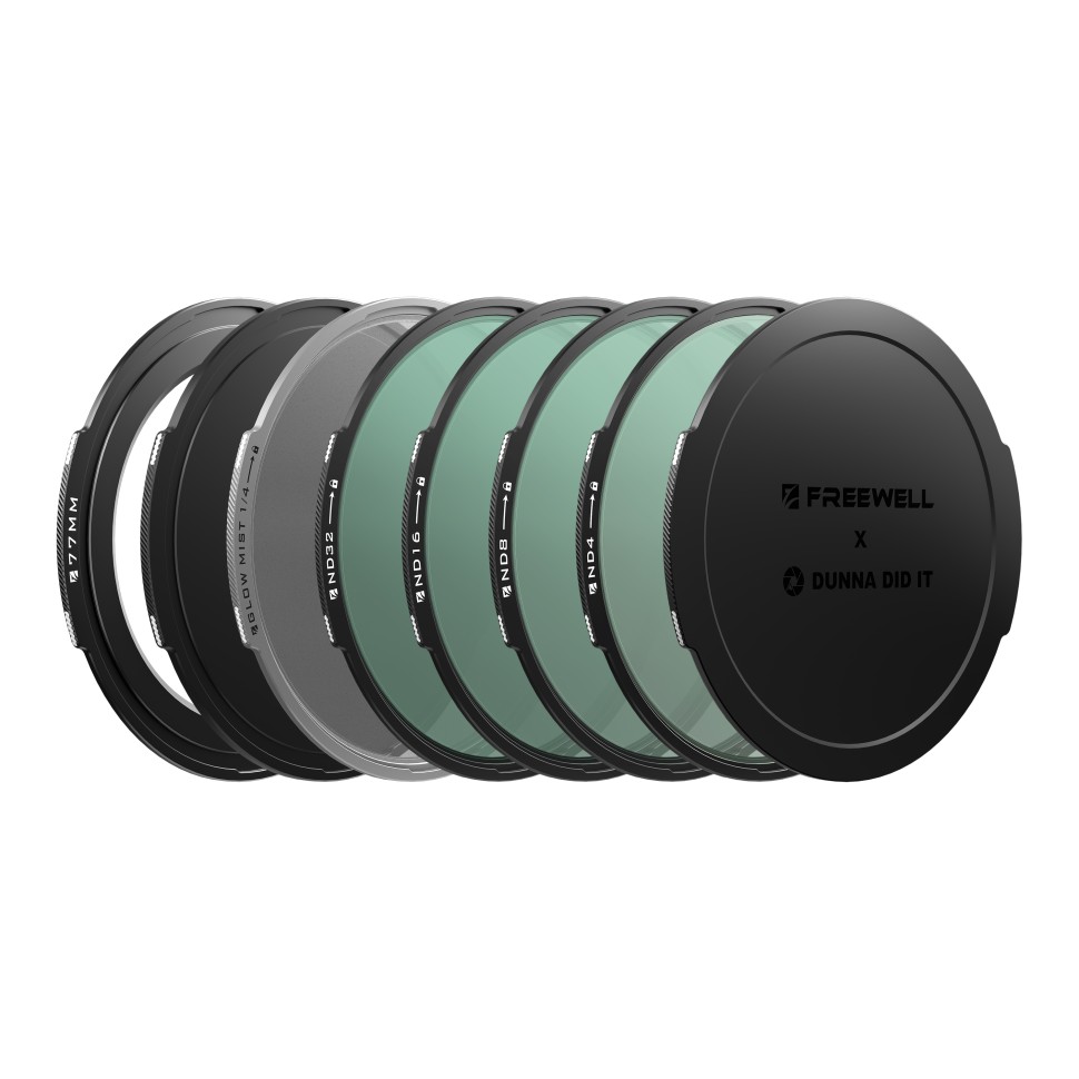 Комплект магнітних фільтрів Freewell x Dunna Did It 77mm — Videography Kit (ND4, ND8, ND16, ND32, Glow Mist 1/4)