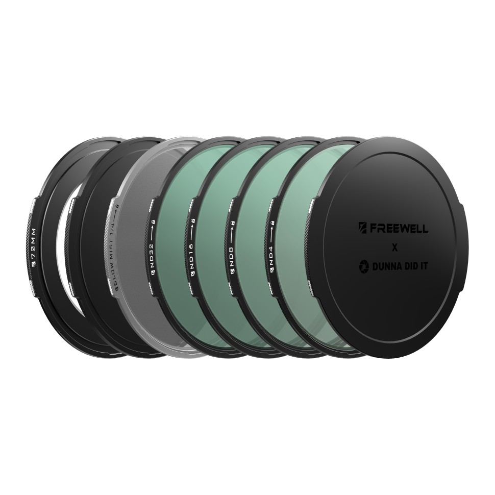 Комплект магнітних фільтрів Freewell x Dunna Did It 72mm — Videography Kit (ND4, ND8, ND16, ND32, Glow Mist 1/4)