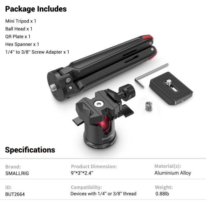 Портативний штатив SmallRig Tabletop Mini Tripod with Panoramic Ball Head