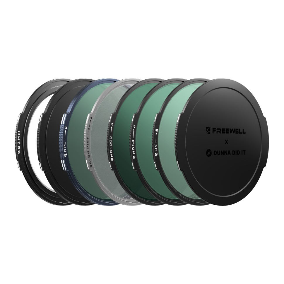 Комплект магнітних фільтрів Freewell x Dunna Did It 82mm — Videography Kit (ND4, ND8, ND16, ND32, Glow Mist 1/4)