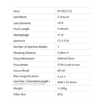 Обʼєктив Viltrox AF 40mm f/2.5 Air Z для Nikon