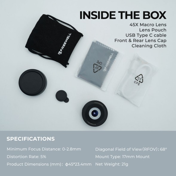 Макро объектив Freewell 45x для смартфонов