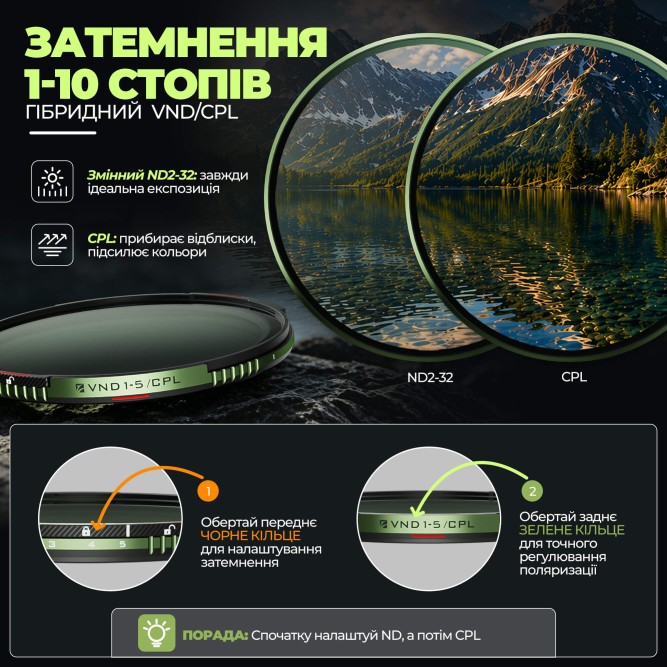 Комплект Pro Kit Brandon Li x Freewell VND/CPL 82mm на 1-10 стопів з Black Glow Mist