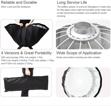 Глибокий параболічний софтбокс Godox P90L під байонет Bowens