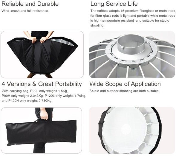 Глубокий параболический софтбокс Godox P90L под байонет Bowens