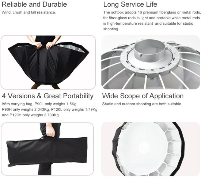 Глибокий параболічний софтбокс Godox P90L під байонет Bowens