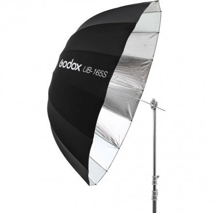 Фото-парасолька параболічна Godox UB-165S срібло/чорна 165см в комплекті з дифузором