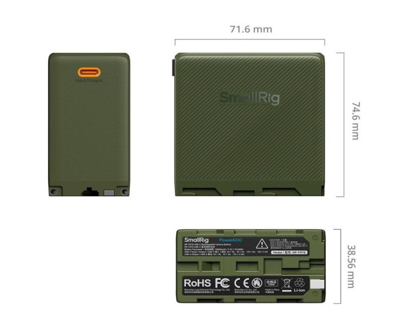 Аккумулятор SmallRig USB-C Rechargeable Camera Battery for Sony NP-F970 (Green)