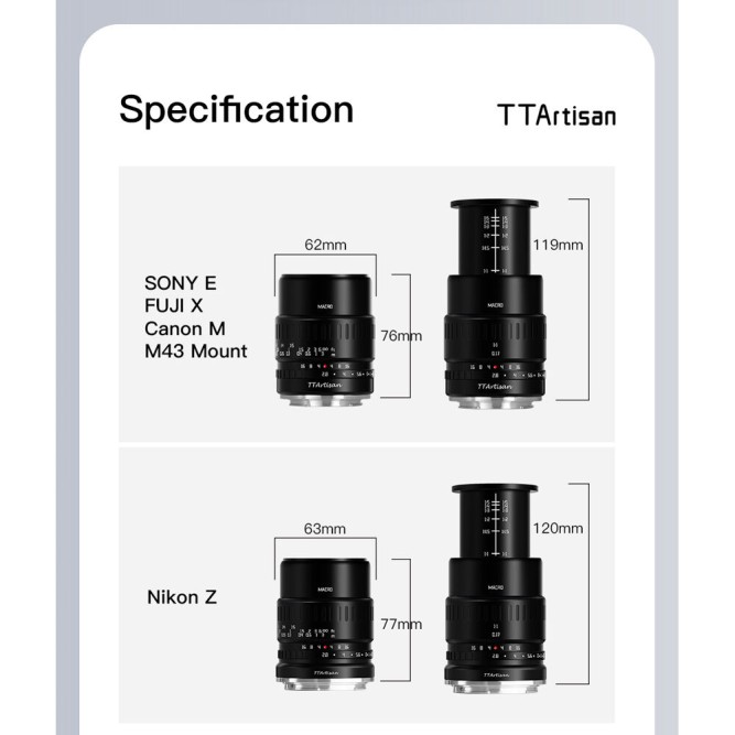 Обʼєктив TTArtisan 40mm f/2.8 E Macro для Sony (APS-C)